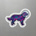 Golden Retriever Cosmic die-cut magnet by Tritan, angled view