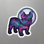 French Bulldog Cosmic die-cut magnet by Tritan, angled view