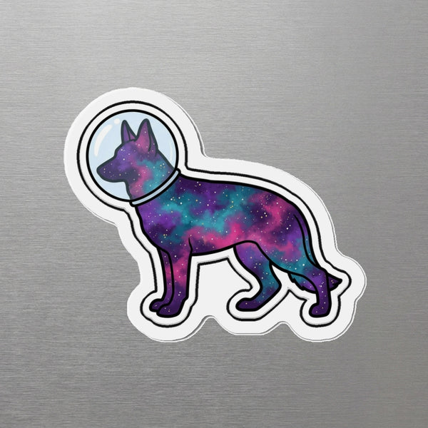 German Shepherd Cosmic Magnet, Galaxy Dog Art, German Shepherd Lover Gift, Die-Cut Fridge Magnet