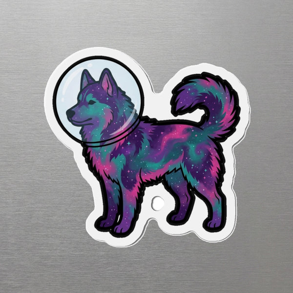 Siberian Husky Cosmic Magnet, Galaxy Dog Art, Siberian Husky Lover Gift, Die-Cut Fridge Magnet