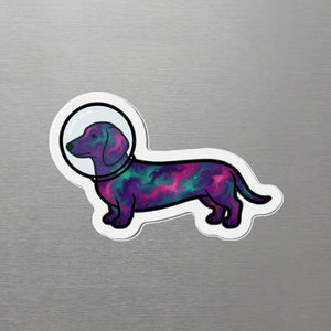 Dachshund Cosmic Magnet, Galaxy Dog Art, Dachshund Lover Gift, Die-Cut Fridge Magnet