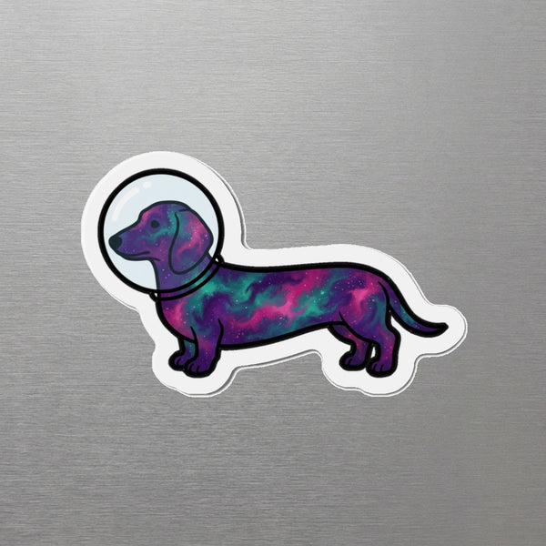 Dachshund Cosmic Magnet, Galaxy Dog Art, Dachshund Lover Gift, Die-Cut Fridge Magnet