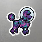 Poodle Cosmic die-cut magnet by Tritan, angled view