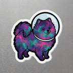 Pomeranian Cosmic die-cut magnet by Tritan, angled view