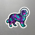 Australian Shepherd Cosmic die-cut magnet by Tritan, angled view