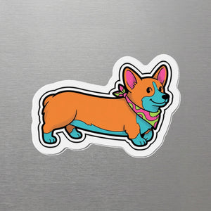 Corgi Retro Y2K Magnet, Retro 90s Dog Art, Corgi Lover Gift, Die-Cut Fridge Magnet