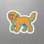 Golden Retriever Retro Y2K die-cut magnet by Tritan, angled view