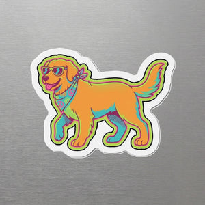 Golden Retriever Retro Y2K Magnet, Retro 90s Dog Art, Golden Retriever Lover Gift, Die-Cut Fridge Magnet