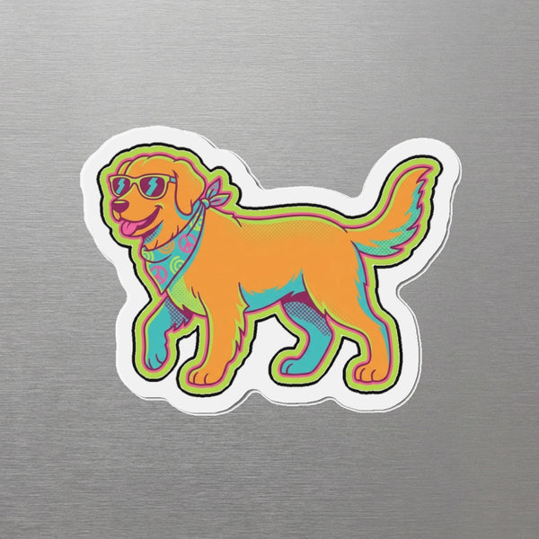 Golden Retriever Retro Y2K Magnet, Retro 90s Dog Art, Golden Retriever Lover Gift, Die-Cut Fridge Magnet
