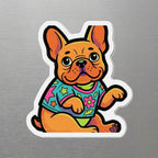 French Bulldog Retro Y2K die-cut magnet by Tritan, angled view
