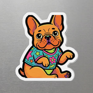 French Bulldog Retro Y2K Magnet, Retro 90s Dog Art, French Bulldog Lover Gift, Die-Cut Fridge Magnet