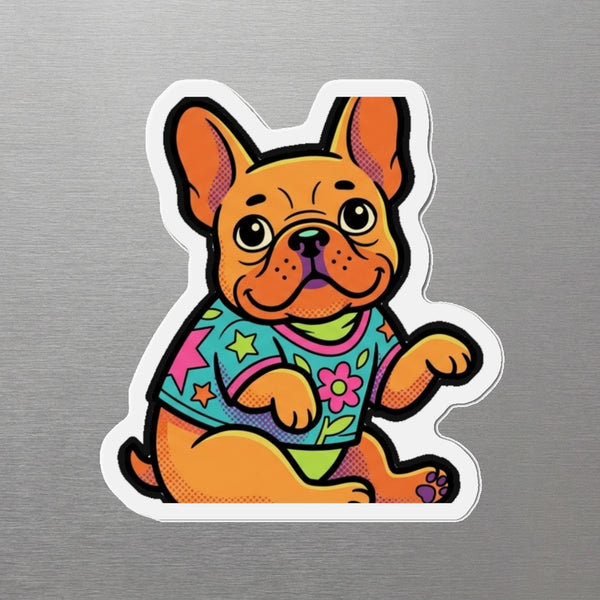 French Bulldog Retro Y2K Magnet, Retro 90s Dog Art, French Bulldog Lover Gift, Die-Cut Fridge Magnet