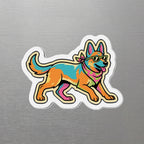 German Shepherd Retro Y2K die-cut magnet by Tritan, angled view