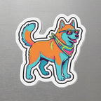 Siberian Husky Retro Y2K die-cut magnet by Tritan, angled view