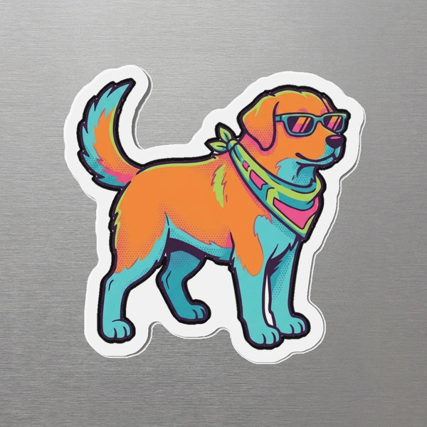 Labrador Retriever Retro Y2K Magnet, Retro 90s Dog Art, Labrador Retriever Lover Gift, Die-Cut Fridge Magnet