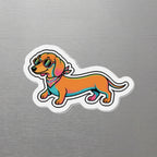 Dachshund Retro Y2K die-cut magnet by Tritan, angled view