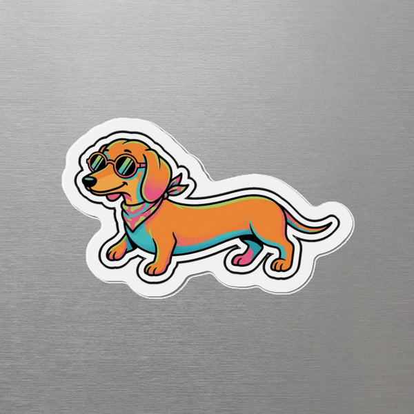 Dachshund Retro Y2K Magnet, Retro 90s Dog Art, Dachshund Lover Gift, Die-Cut Fridge Magnet