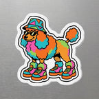 Poodle Retro Y2K die-cut magnet by Tritan, angled view