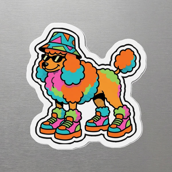Poodle Retro Y2K die-cut magnet by Tritan, angled view