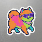 Pomeranian Retro Y2K die-cut magnet by Tritan, angled view