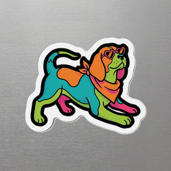 Beagle Retro Y2K Magnet, Retro 90s Dog Art, Beagle Lover Gift, Die-Cut Fridge Magnet
