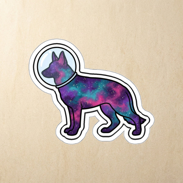 German Shepherd Cosmic Die-Cut Sticker, Galaxy Dog Art, German Shepherd Lover Gift, Waterproof Vinyl