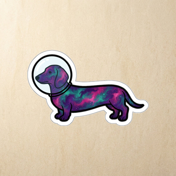 Dachshund Cosmic Die-Cut Sticker, Galaxy Dog Art, Dachshund Lover Gift, Waterproof Vinyl