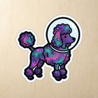 Poodle Cosmic vinyl sticker by Tritan, angled view