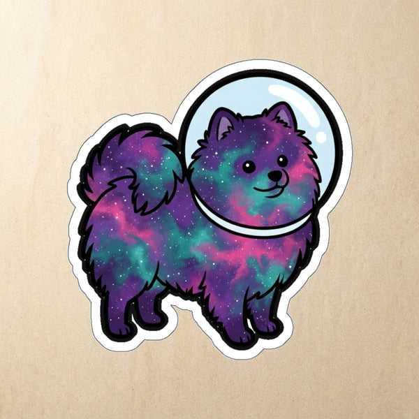 Pomeranian Cosmic Die-Cut Sticker, Galaxy Dog Art, Pomeranian Lover Gift, Waterproof Vinyl