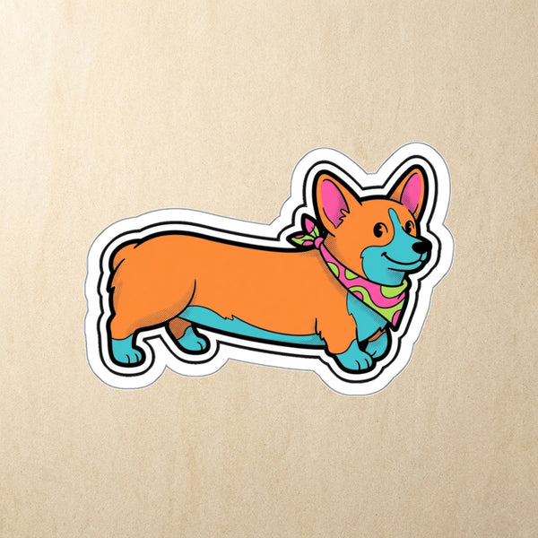 Corgi Retro Y2K Die-Cut Sticker, Retro 90s Dog Art, Corgi Lover Gift, Waterproof Vinyl