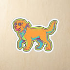 Golden Retriever Retro Y2K vinyl sticker by Tritan, angled view