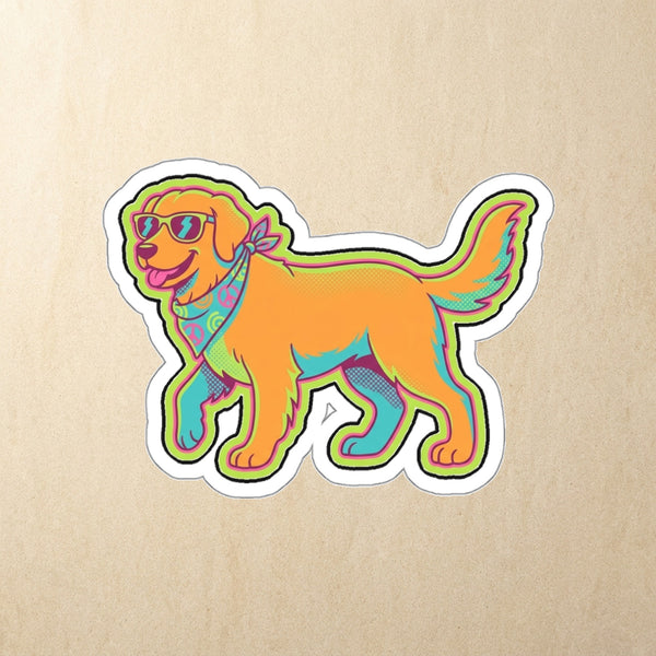 Golden Retriever Retro Y2K Die-Cut Sticker, Retro 90s Dog Art, Golden Retriever Lover Gift, Waterproof Vinyl