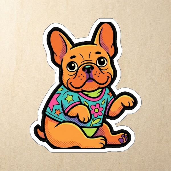 French Bulldog Retro Y2K Die-Cut Sticker, Retro 90s Dog Art, French Bulldog Lover Gift, Waterproof Vinyl