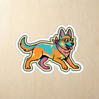 German Shepherd Retro Y2K vinyl sticker by Tritan, angled view
