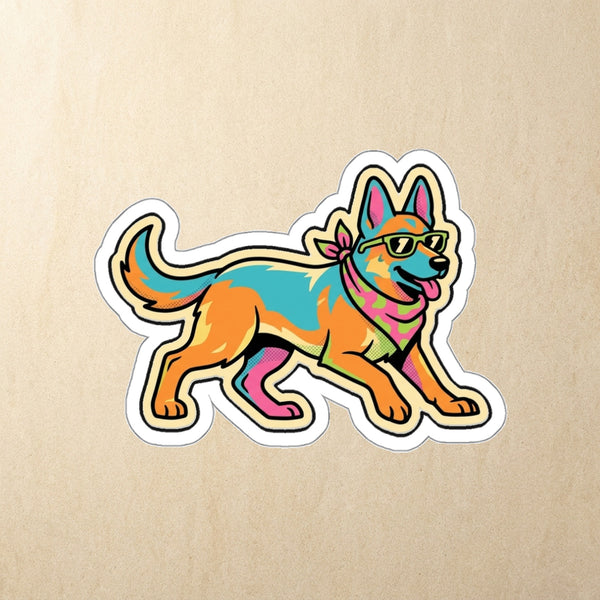 German Shepherd Retro Y2K Die-Cut Sticker, Retro 90s Dog Art, German Shepherd Lover Gift, Waterproof Vinyl