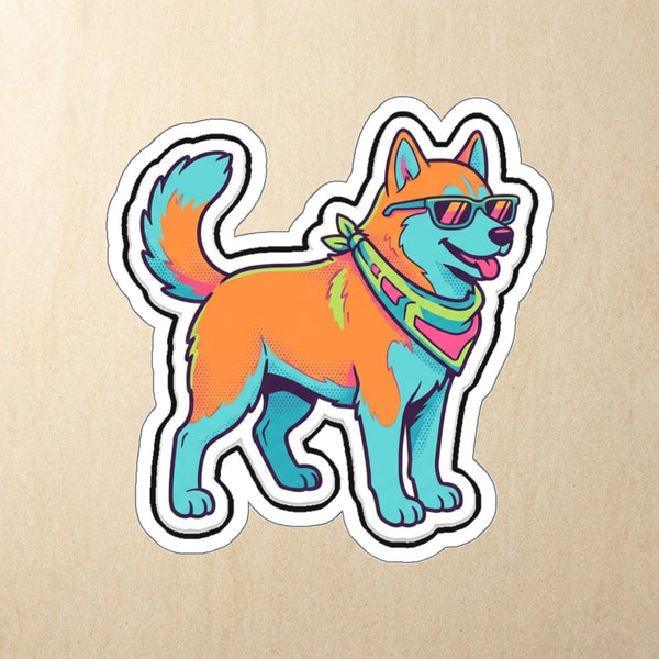 Siberian Husky Retro Y2K Die-Cut Sticker, Retro 90s Dog Art, Siberian Husky Lover Gift, Waterproof Vinyl