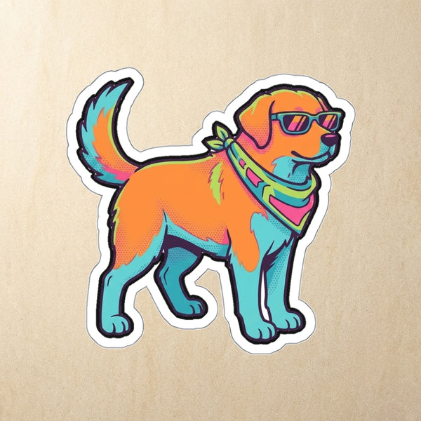 Labrador Retriever Retro Y2K Die-Cut Sticker, Retro 90s Dog Art, Labrador Retriever Lover Gift, Waterproof Vinyl