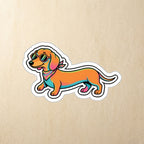 Dachshund Retro Y2K vinyl sticker by Tritan, angled view