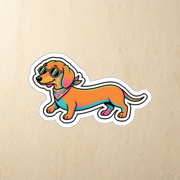 Dachshund Retro Y2K Die-Cut Sticker, Retro 90s Dog Art, Dachshund Lover Gift, Waterproof Vinyl