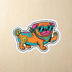 Pug Retro Y2K vinyl sticker by Tritan, angled view