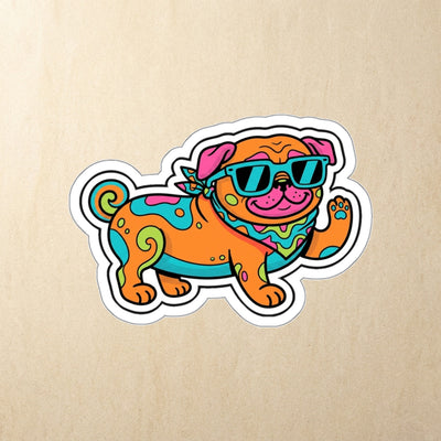 Pug Retro Y2K Die-Cut Sticker, Retro 90s Dog Art, Pug Lover Gift, Waterproof Vinyl