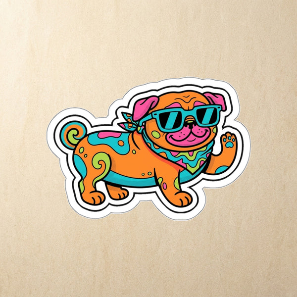 Pug Retro Y2K Die-Cut Sticker, Retro 90s Dog Art, Pug Lover Gift, Waterproof Vinyl