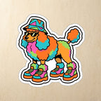 Poodle Retro Y2K vinyl sticker by Tritan, angled view