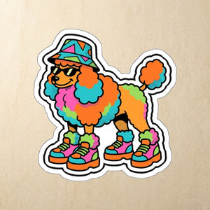 Poodle Retro Y2K Die-Cut Sticker, Retro 90s Dog Art, Poodle Lover Gift, Waterproof Vinyl