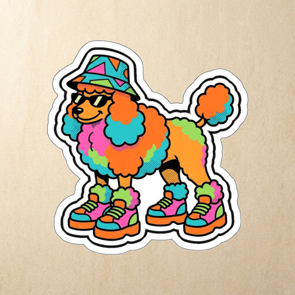 Poodle Retro Y2K Die-Cut Sticker, Retro 90s Dog Art, Poodle Lover Gift, Waterproof Vinyl