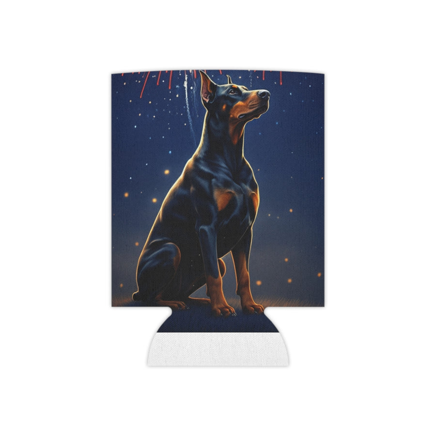 Doberman 4th of July Patriotic Dog Pattern Can Cooler | July4 Party Drink Holder | Doberman Mom Dad Gift | Summer BBQ Decor