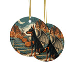Doberman Halloween Poster ceramic ornament by Tritan, front and back
