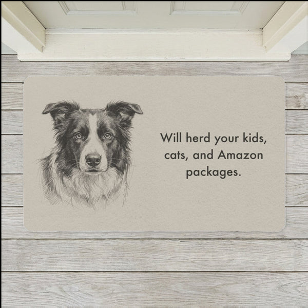 Border Collie Doormat | Pencil Sketch Dog Floor Mat | Border Collie Lover Gift | Dog Mom Home Decor | Indoor Entryway Welcome Mat