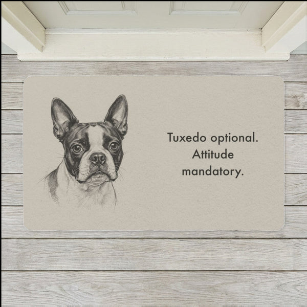 Boston Terrier Doormat | Pencil Sketch Dog Floor Mat | Boston Lover Gift | Dog Mom Home Decor | Indoor Entryway Welcome Mat