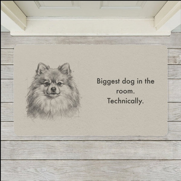 Pomeranian Doormat | Pencil Sketch Dog Floor Mat | Pom Lover Gift | Dog Mom Home Decor | Indoor Entryway Welcome Mat